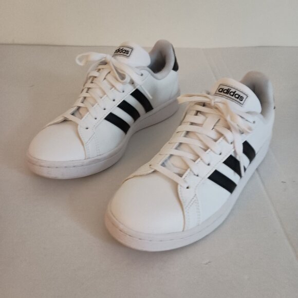 Adidas Grand Court White Sneakers w/ Black Stripes Women’s Size 8 - Picture 16 of 16